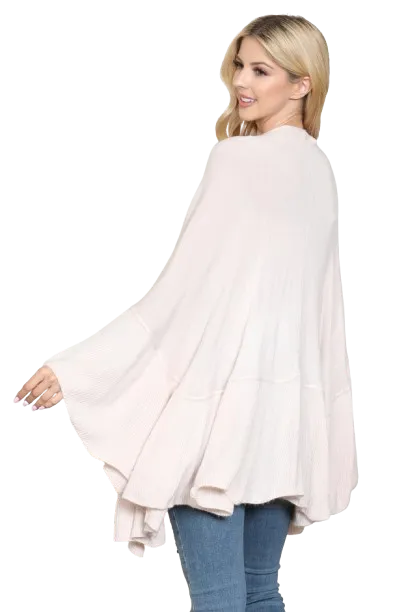 Knit Ruffled Solid Color Kimono Beige - Pack of 6