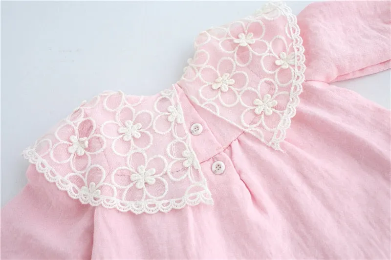 Lace Embroidery Baby Dress Pink