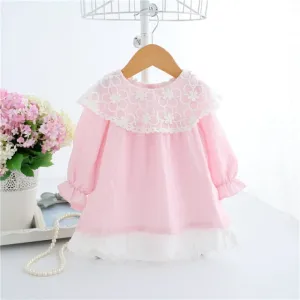 Lace Embroidery Baby Dress Pink