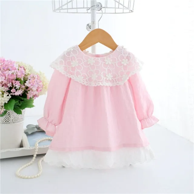 Lace Embroidery Baby Dress Pink