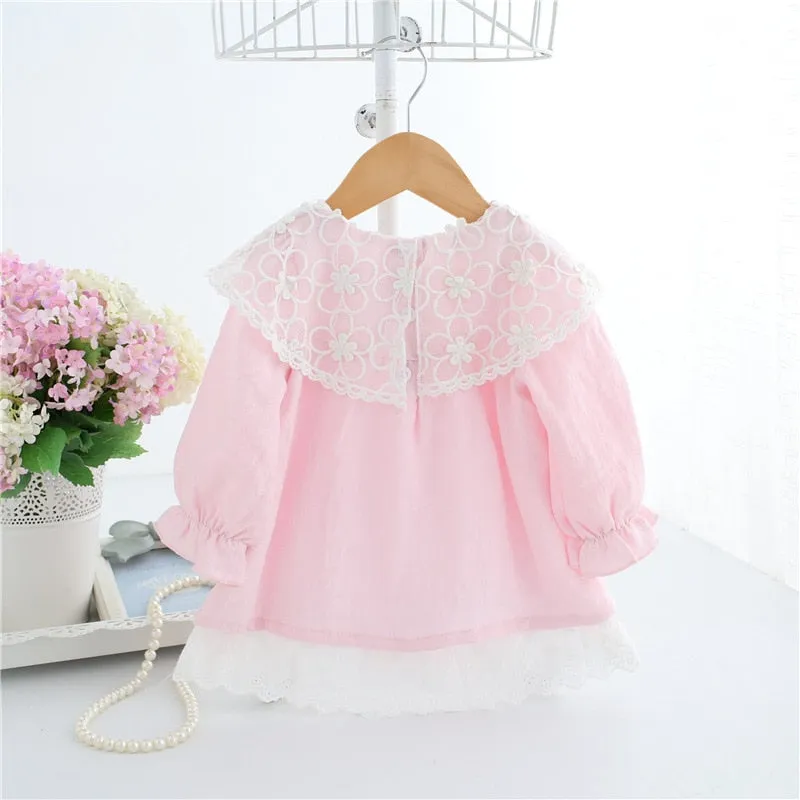 Lace Embroidery Baby Dress Pink