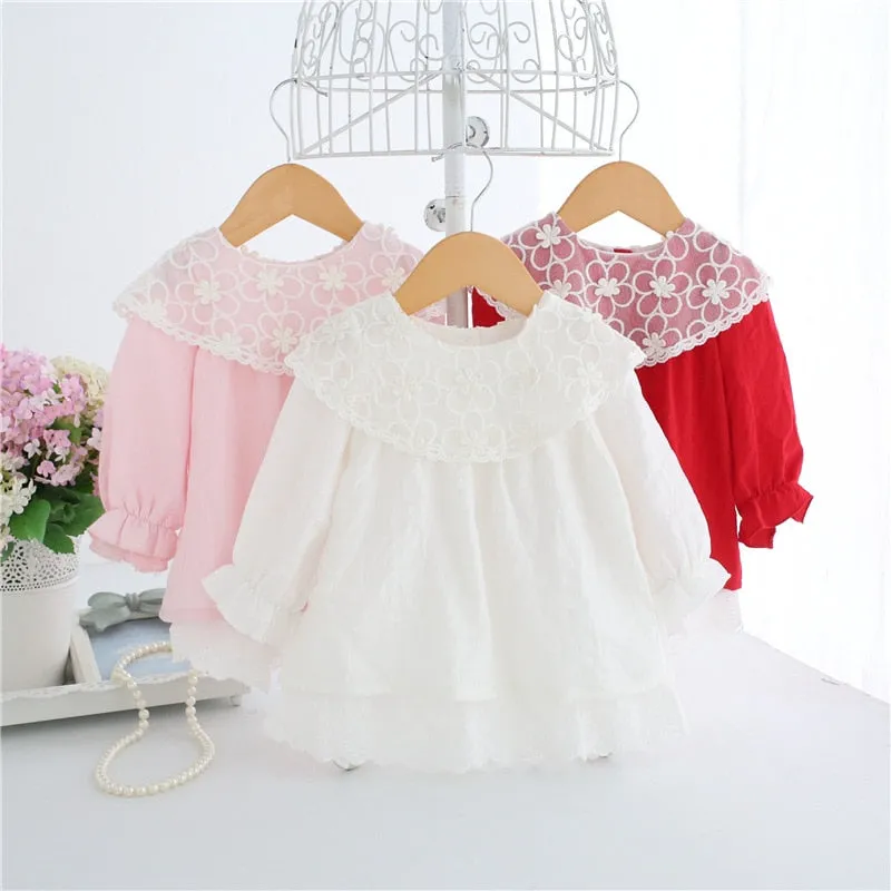 Lace Embroidery Baby Dress Pink