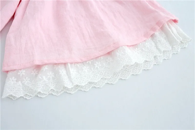 Lace Embroidery Baby Dress Pink