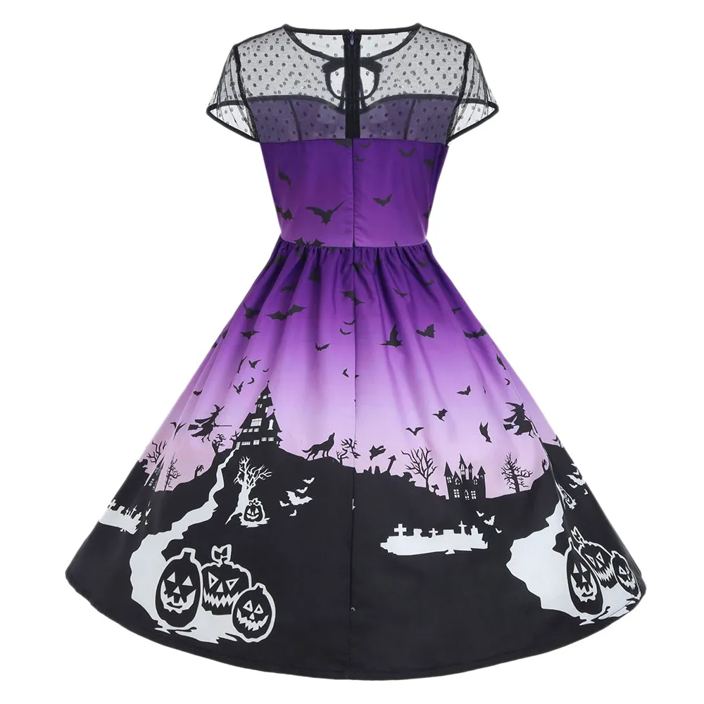 Lace Mesh A Line Short Dress for Women 3979