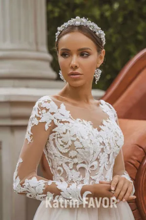 Lace top wedding dress Long sleeve wedding gown