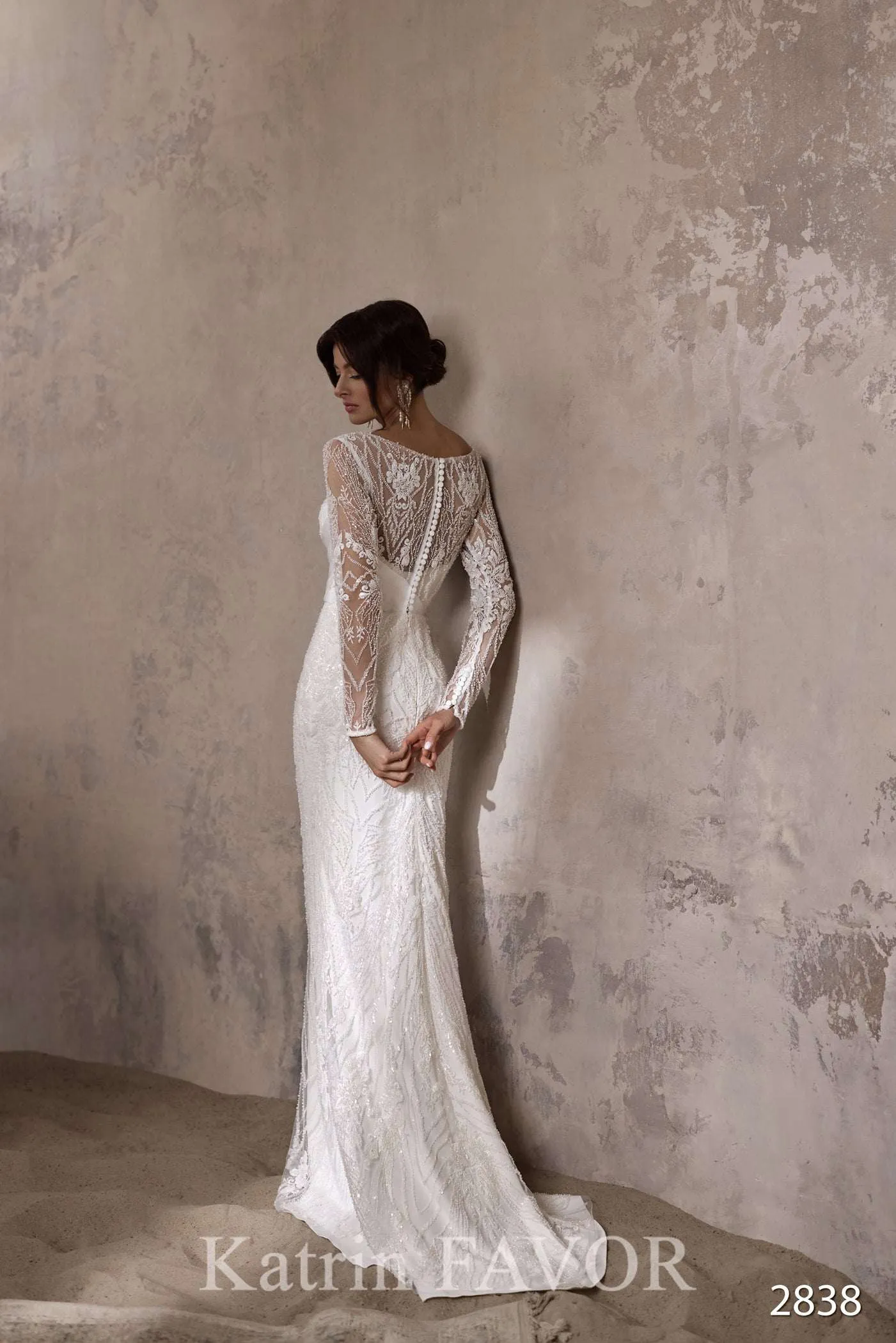 Lace wedding gown long sleeve | Custom bridal apparel | KatrinFAVOR