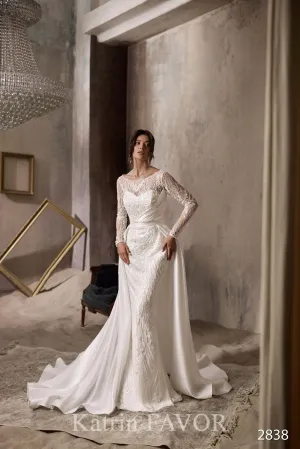 Lace wedding gown long sleeve | Custom bridal apparel | KatrinFAVOR