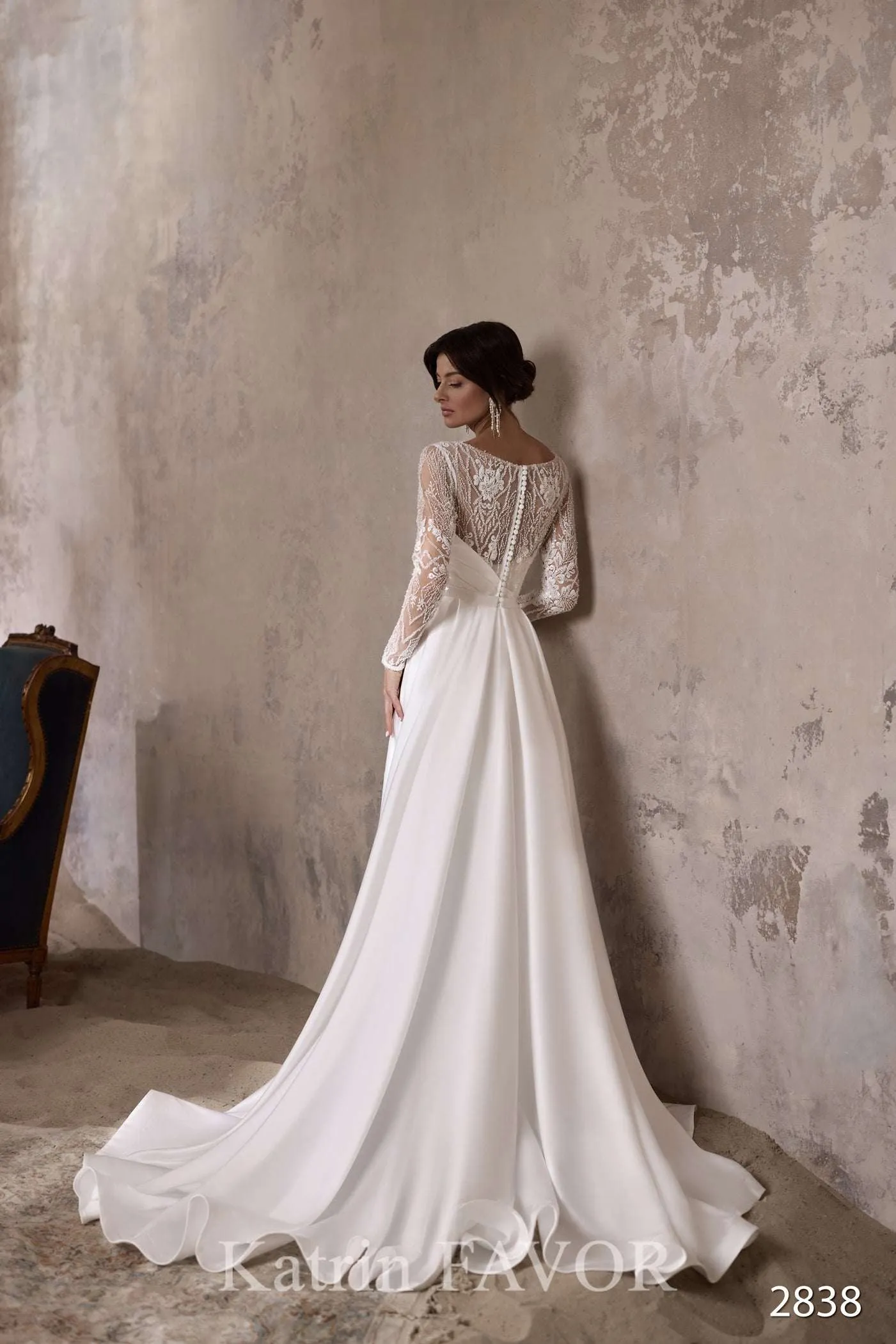 Lace wedding gown long sleeve | Custom bridal apparel | KatrinFAVOR