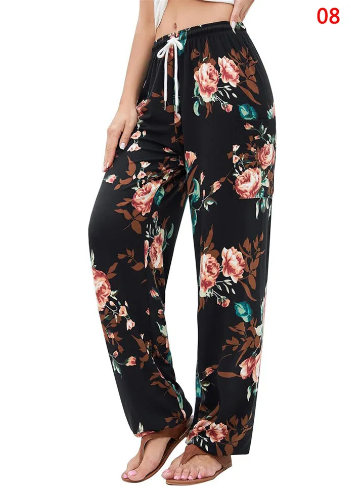 Ladies Boho Style Drawstring Yoga Joggers Pants