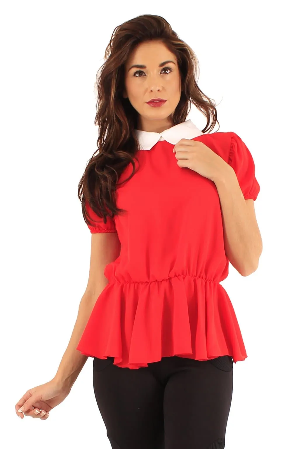 Ladies Collared Peplum Top