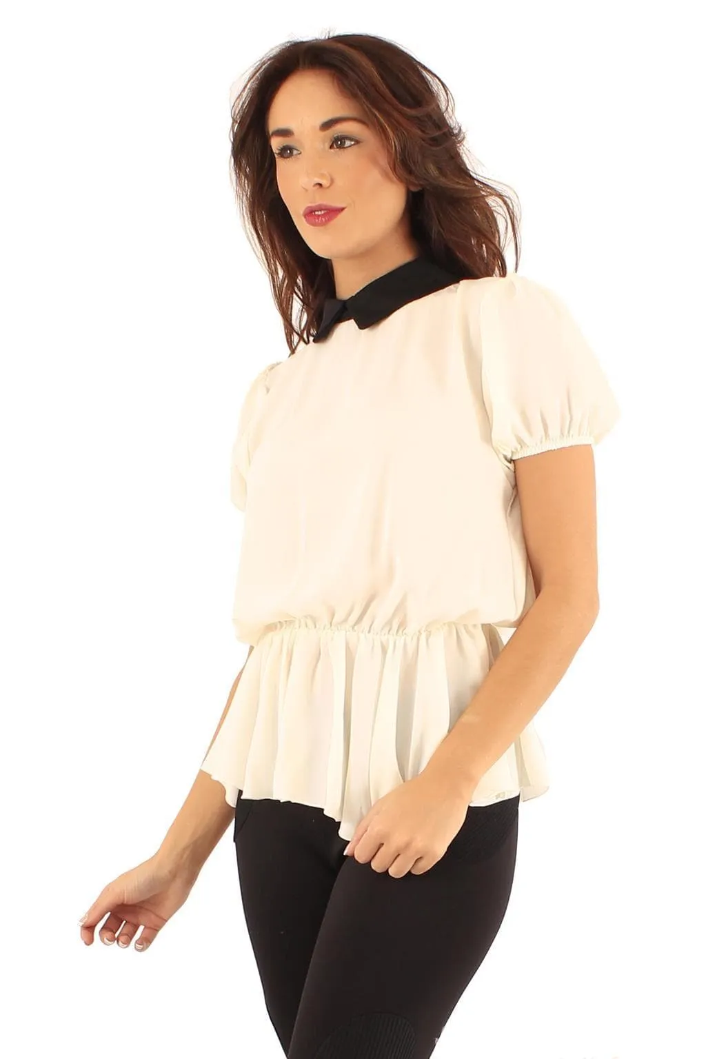 Ladies Collared Peplum Top
