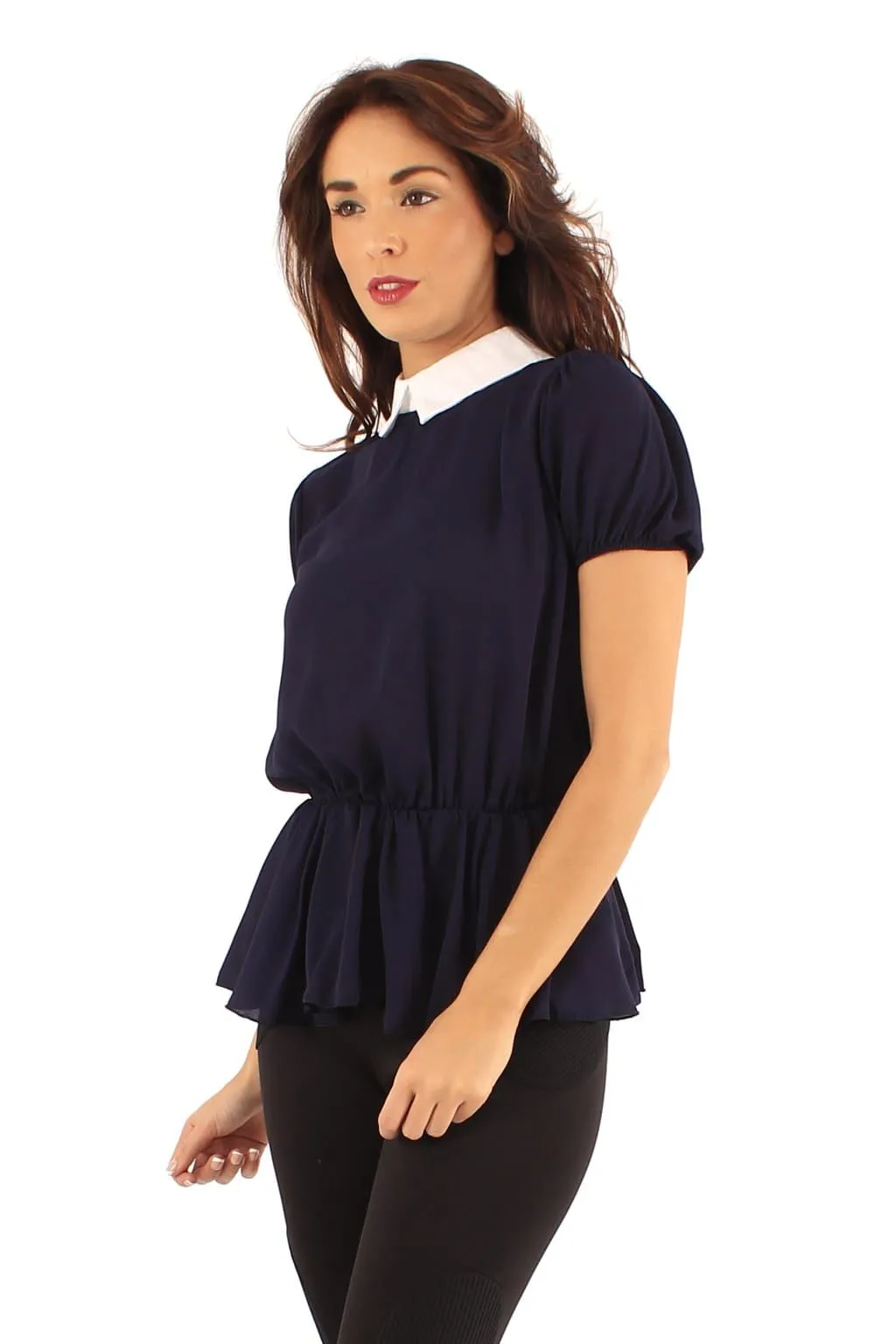 Ladies Collared Peplum Top