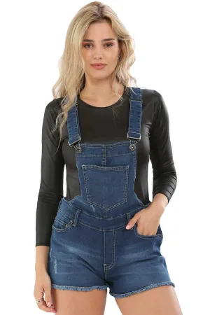 Ladies Stone Wash Denim Stretchable Dungaree