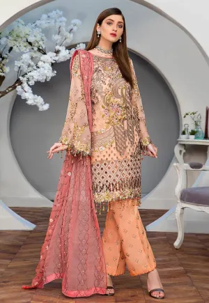 Latest Chiffon Party Dress in Peach Color #M0114
