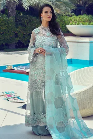 Latest designer Pakistani party outfit for party wear in mint color # P2430