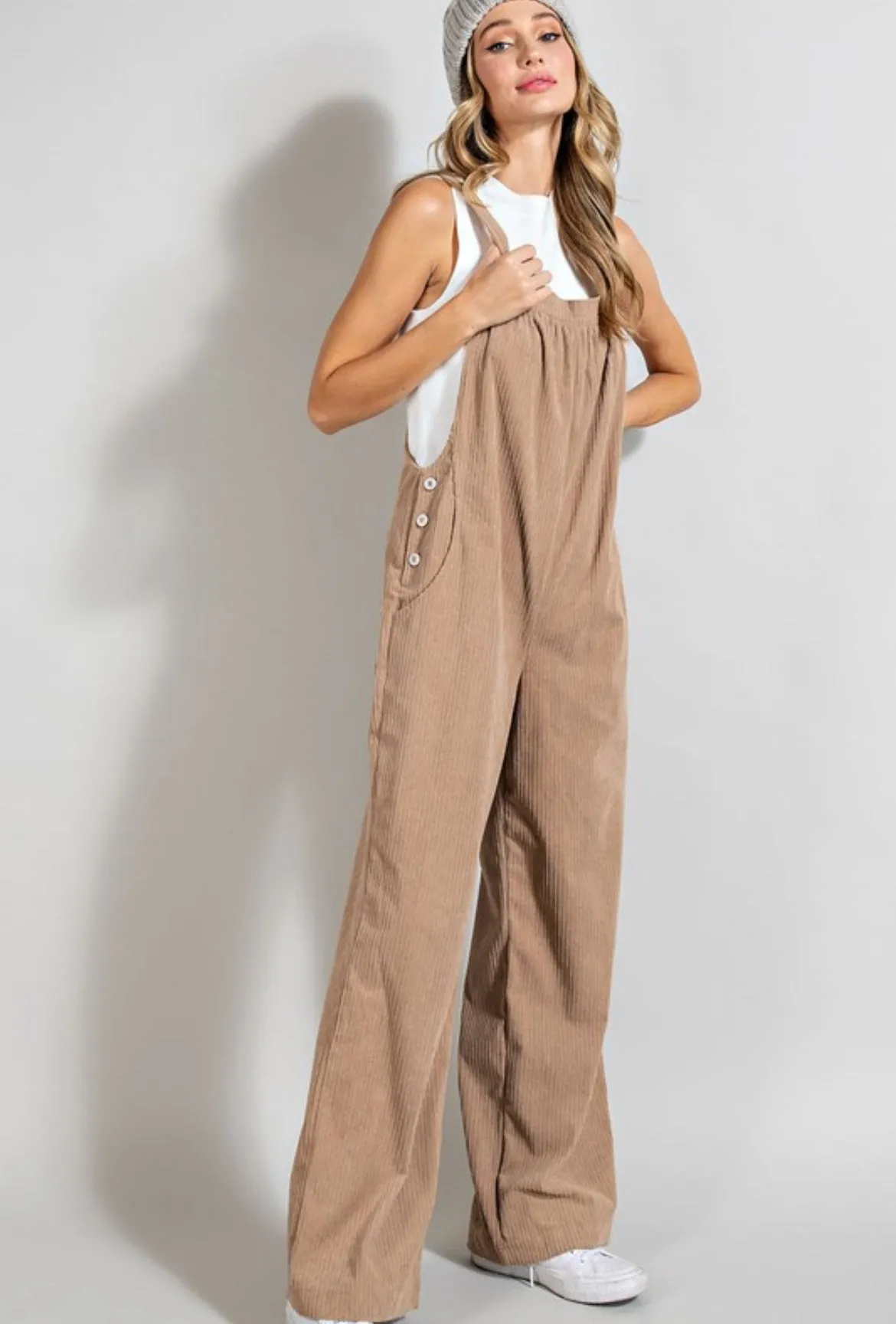 Latte Corduroy Overalls