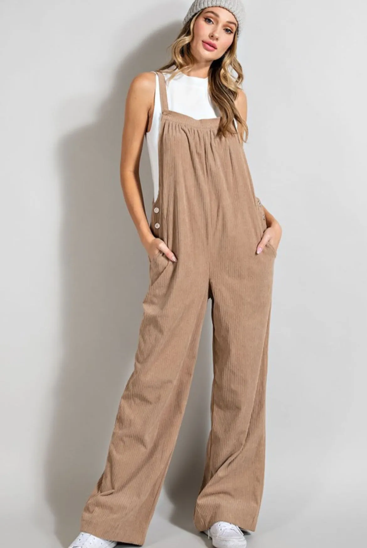 Latte Corduroy Overalls
