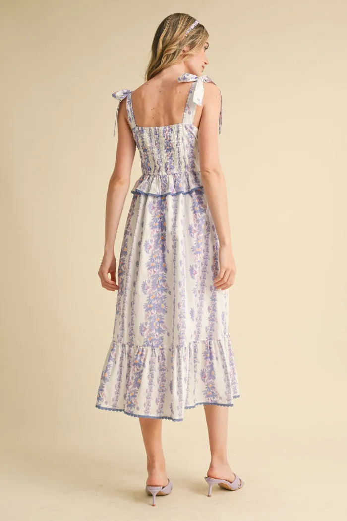 Lavender Love Peplum Hem Midi Dress