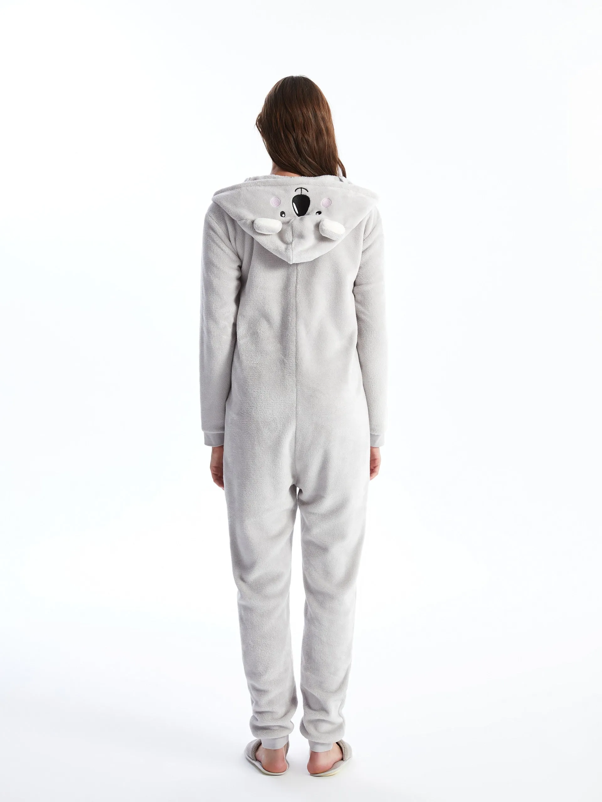 Lcw Young Gray Hooded Embroidered Long Sleeve Women'S Sleeping Bag