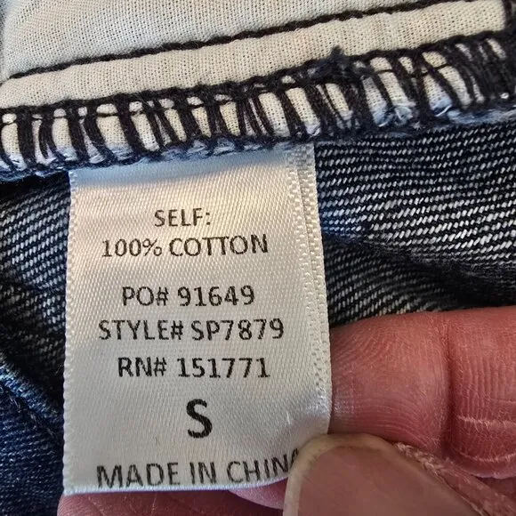 Le Lis Womens Two Tone Jeans High Rise Wavy Reto Straight Leg Blue Small New