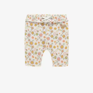 Legging court crème à motif fleuri en jersey, naissance || Cream short legging with floral pattern, newborn