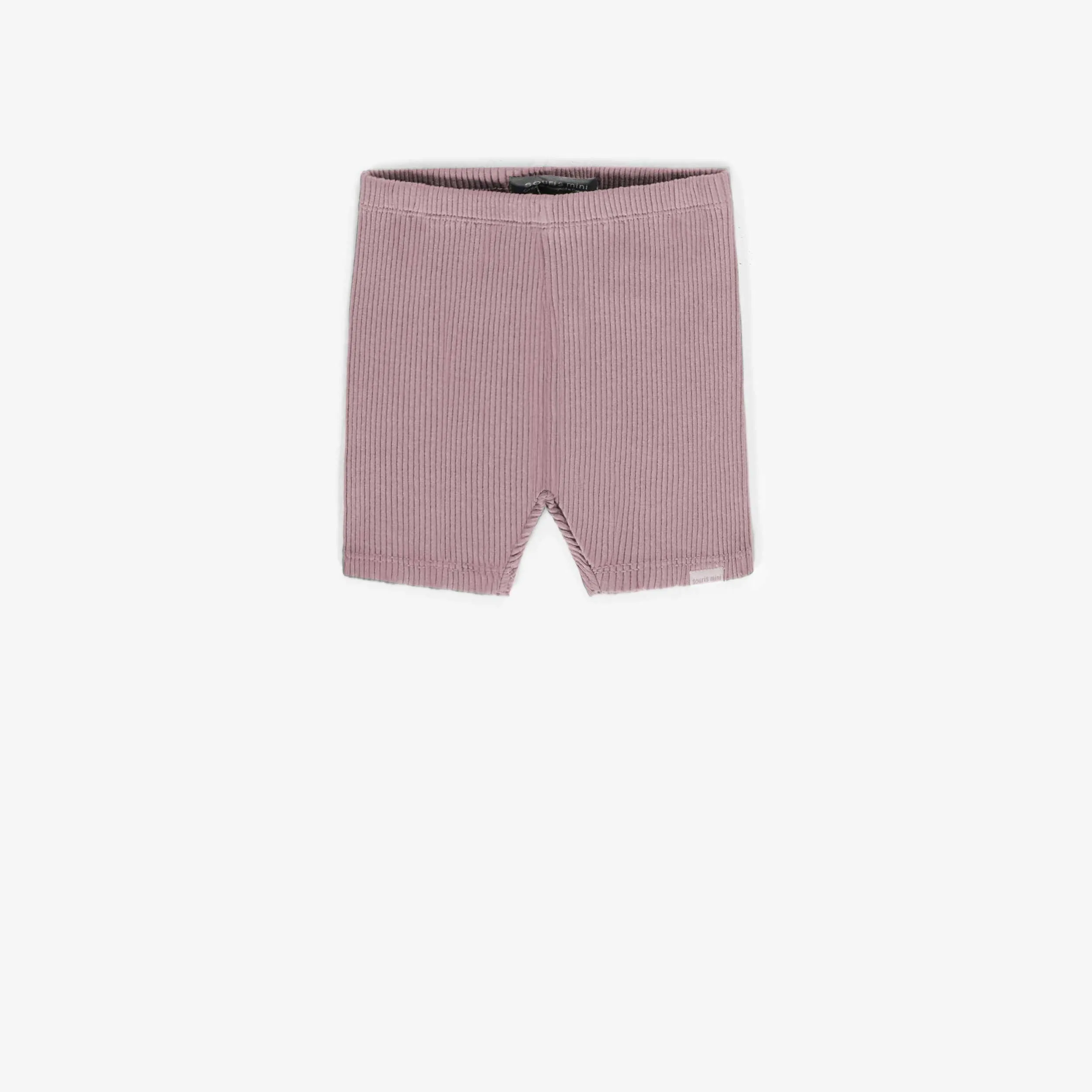 Legging court rose en coton côtelé, bébé || Pink biker short in cotton ribbed, baby