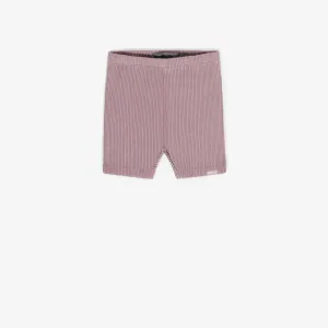 Legging court rose en coton côtelé, bébé || Pink biker short in cotton ribbed, baby