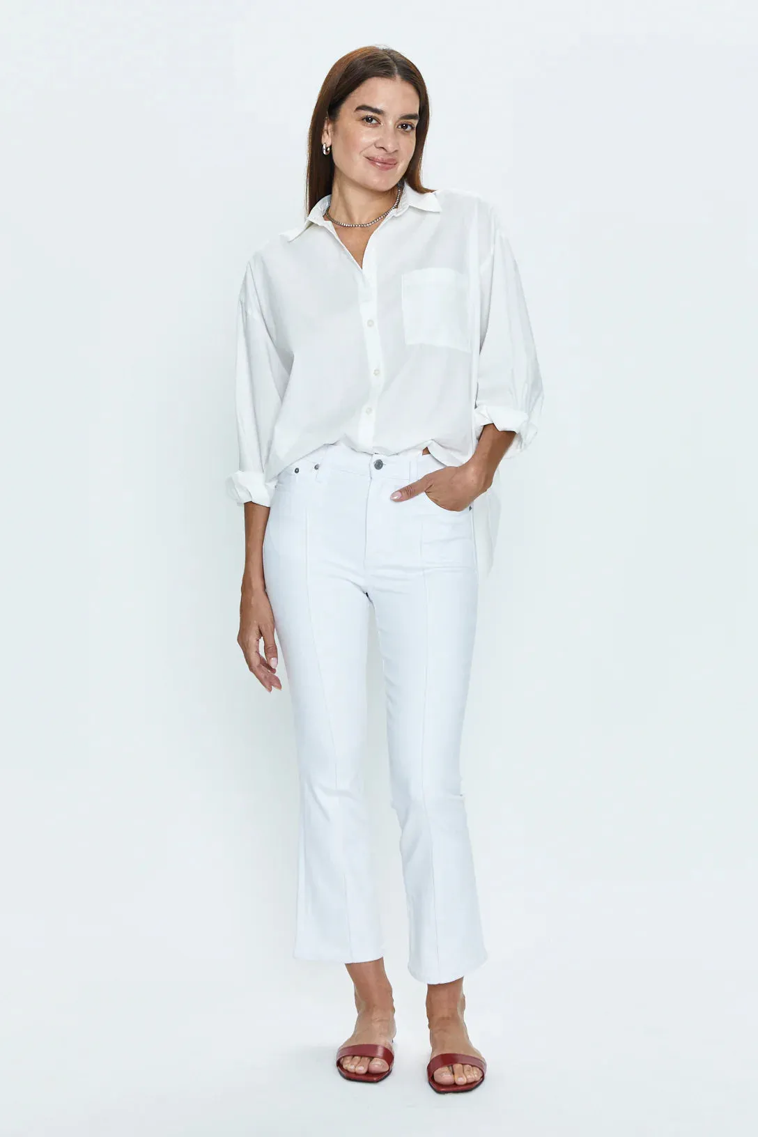 Lennon High Rise Crop Boot Cut- LE BLANC