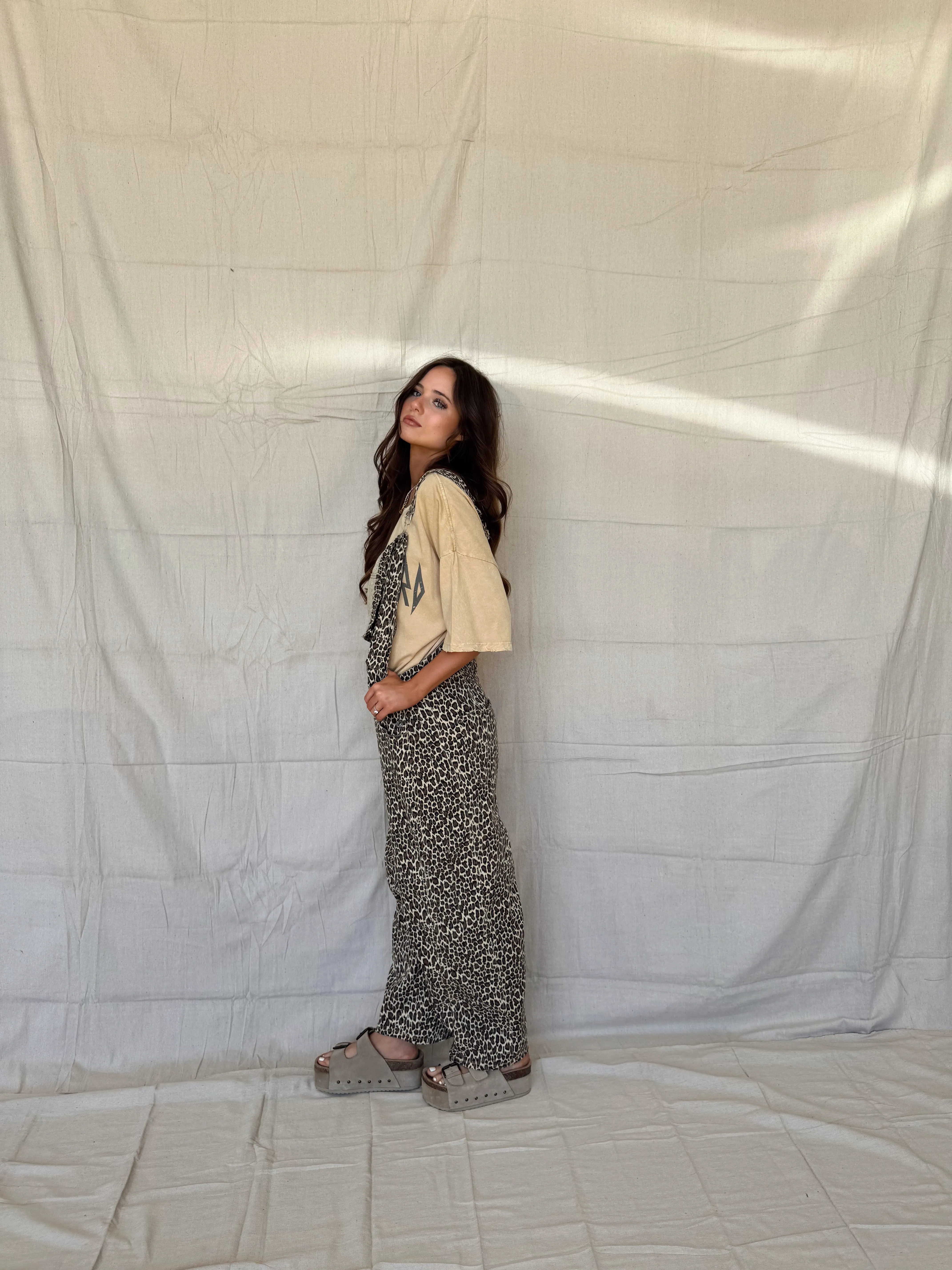 Leopard Barrel Overalls