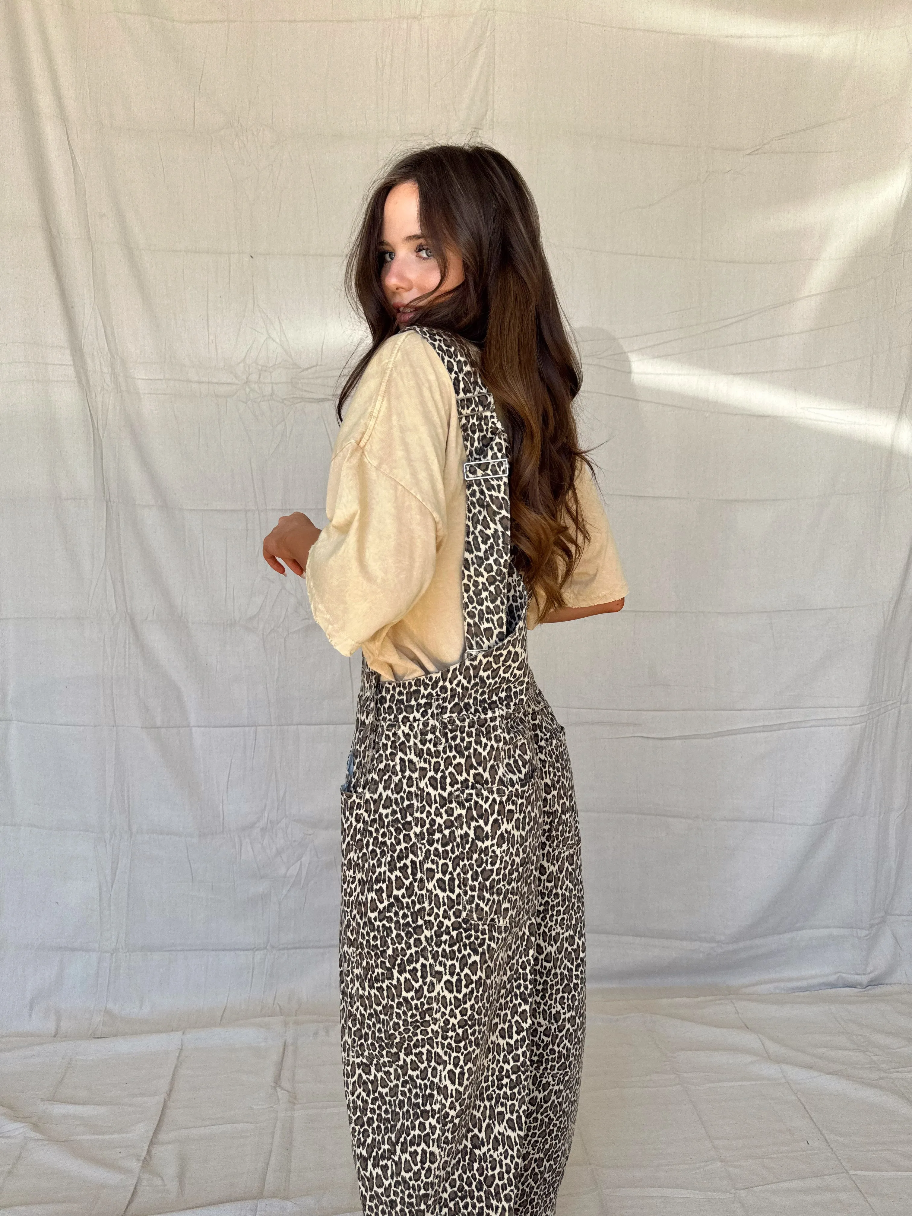 Leopard Barrel Overalls