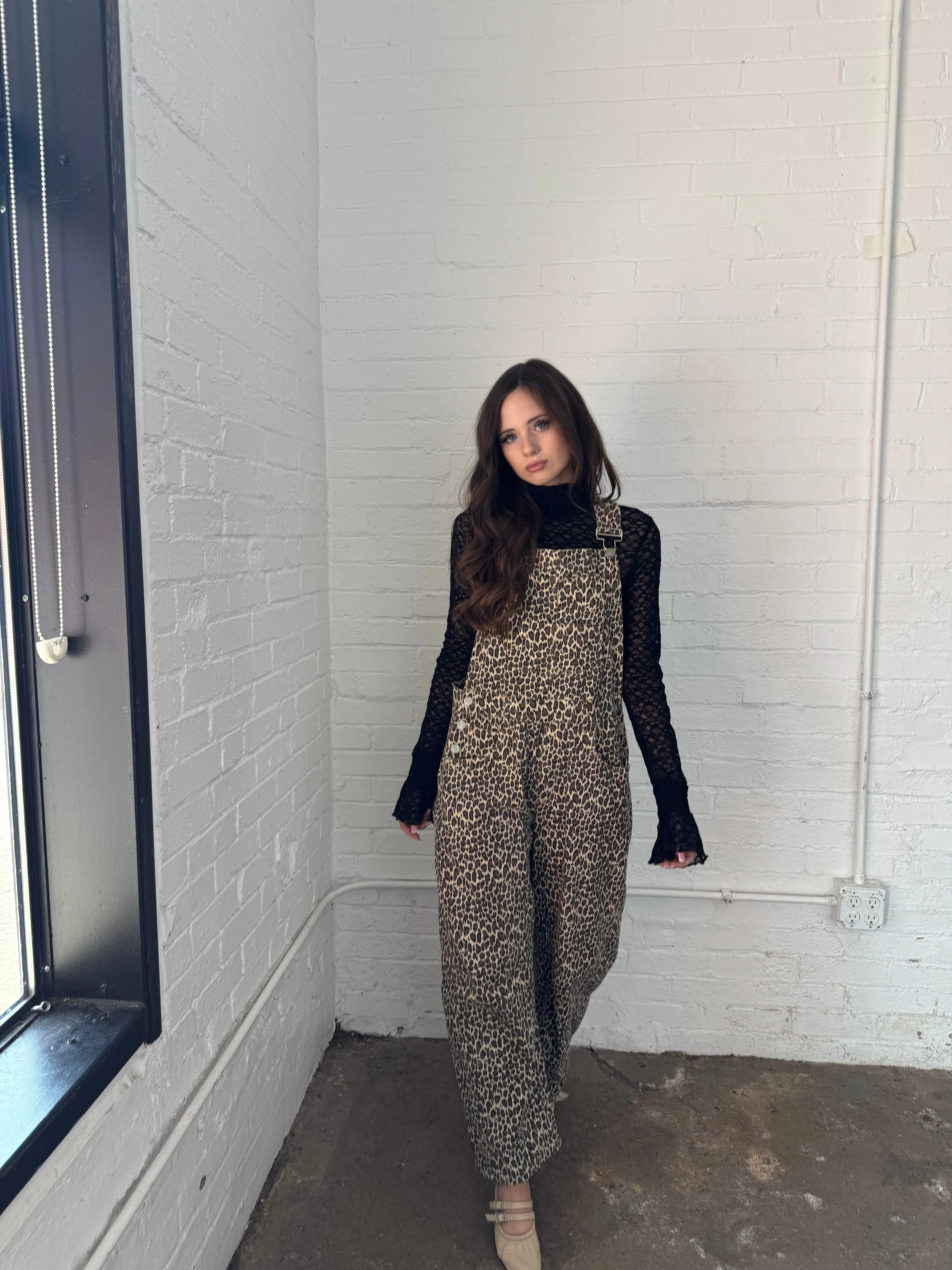 Leopard Barrel Overalls