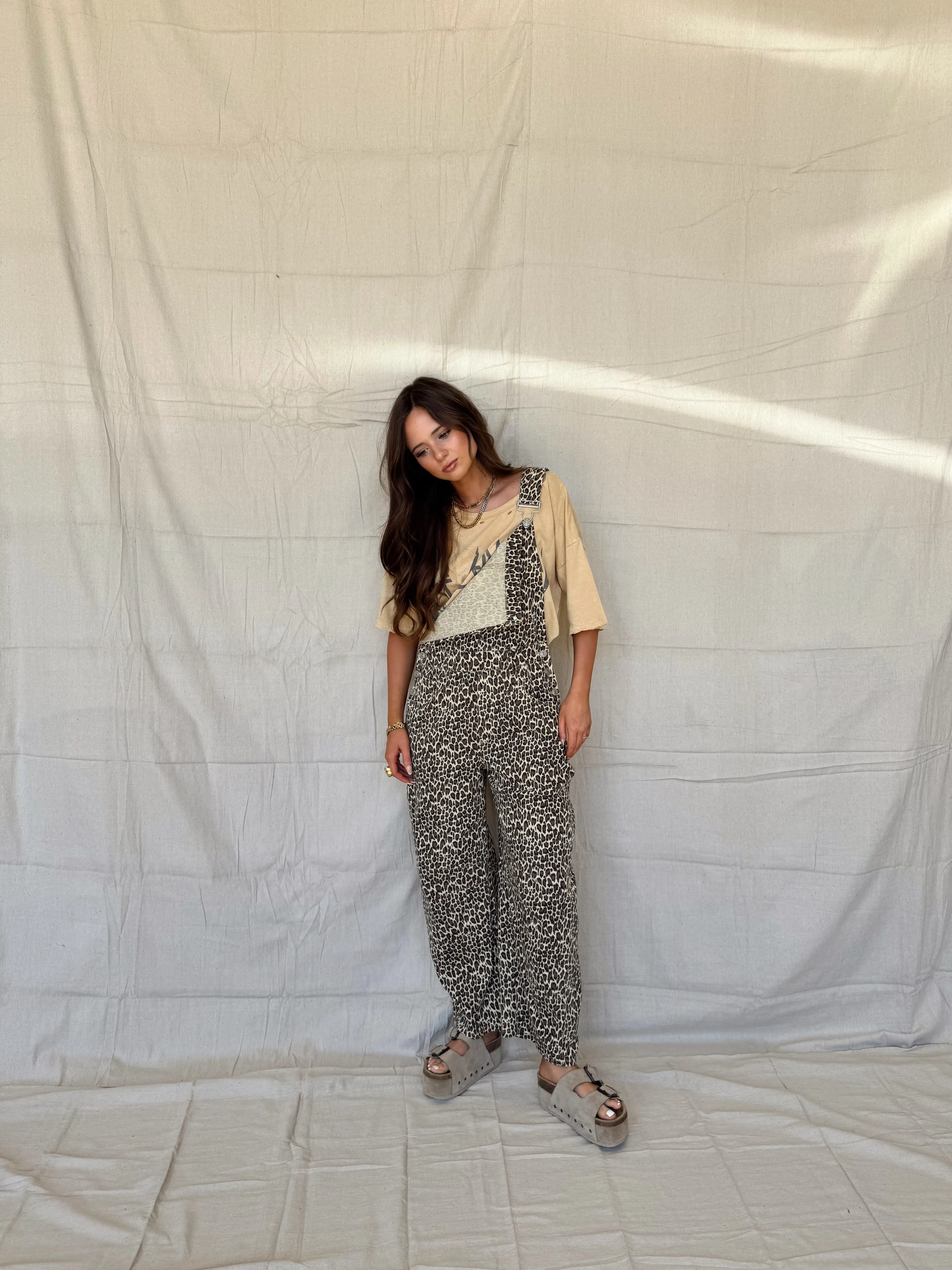 Leopard Barrel Overalls