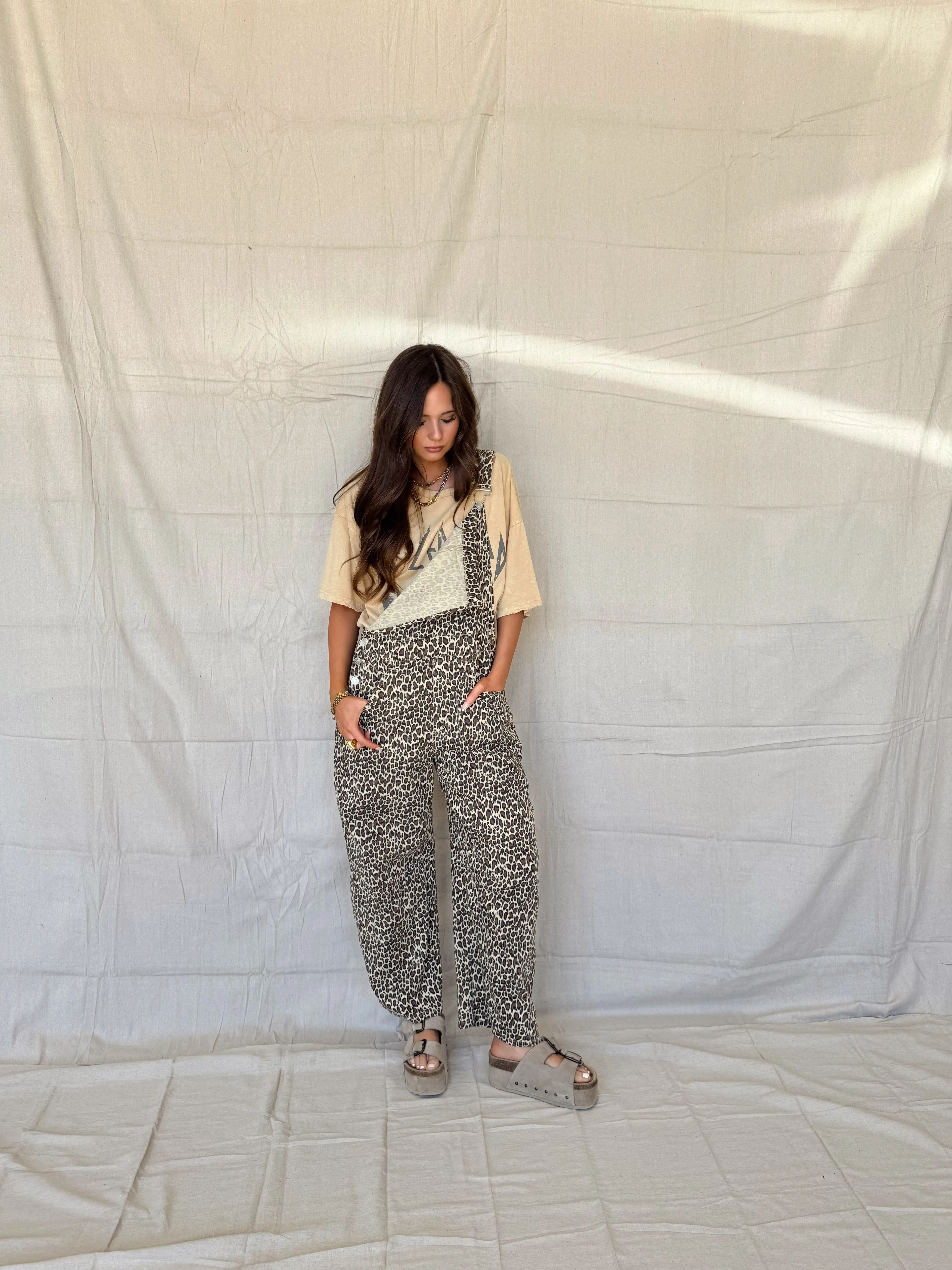 Leopard Barrel Overalls