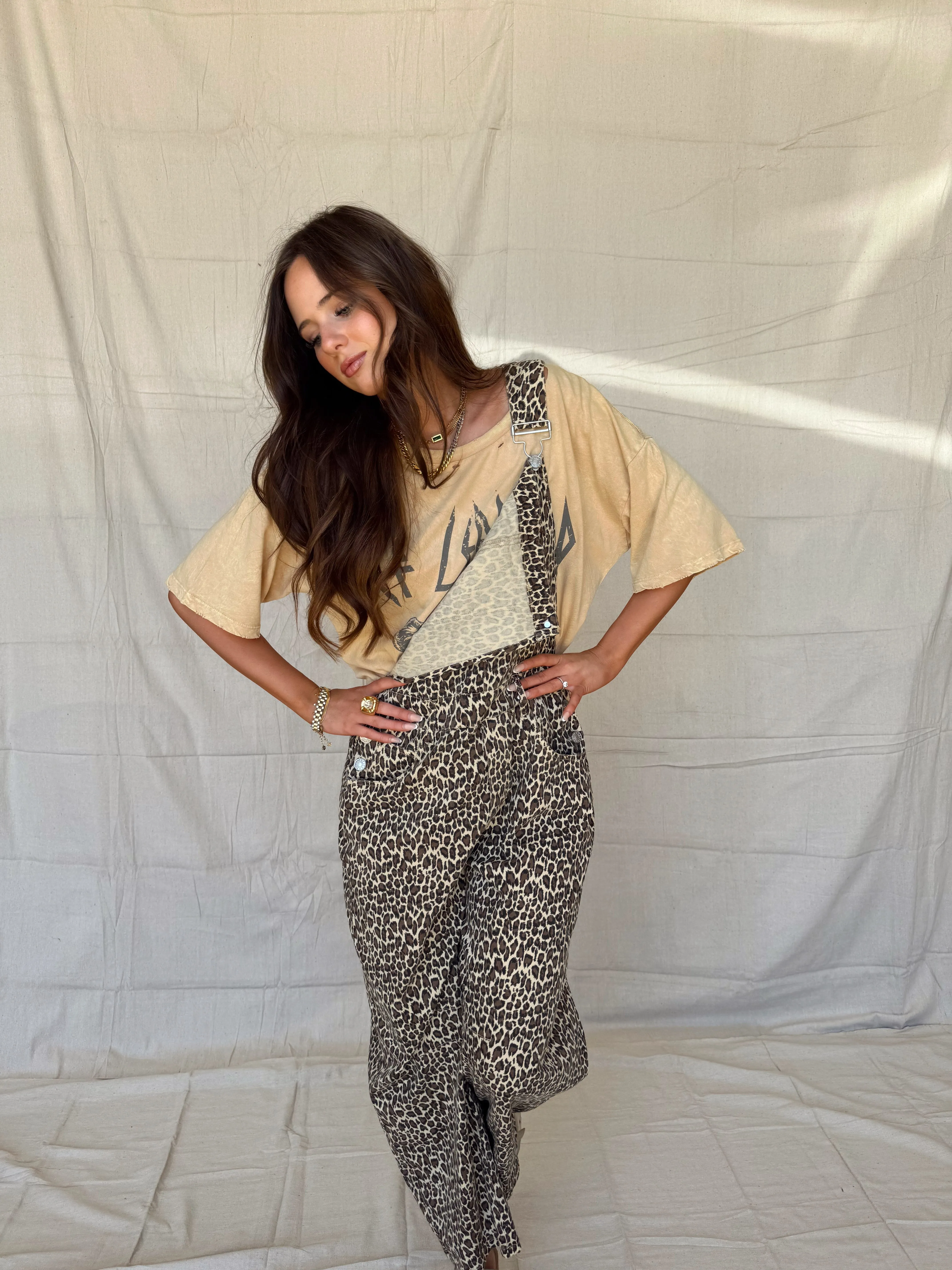 Leopard Barrel Overalls