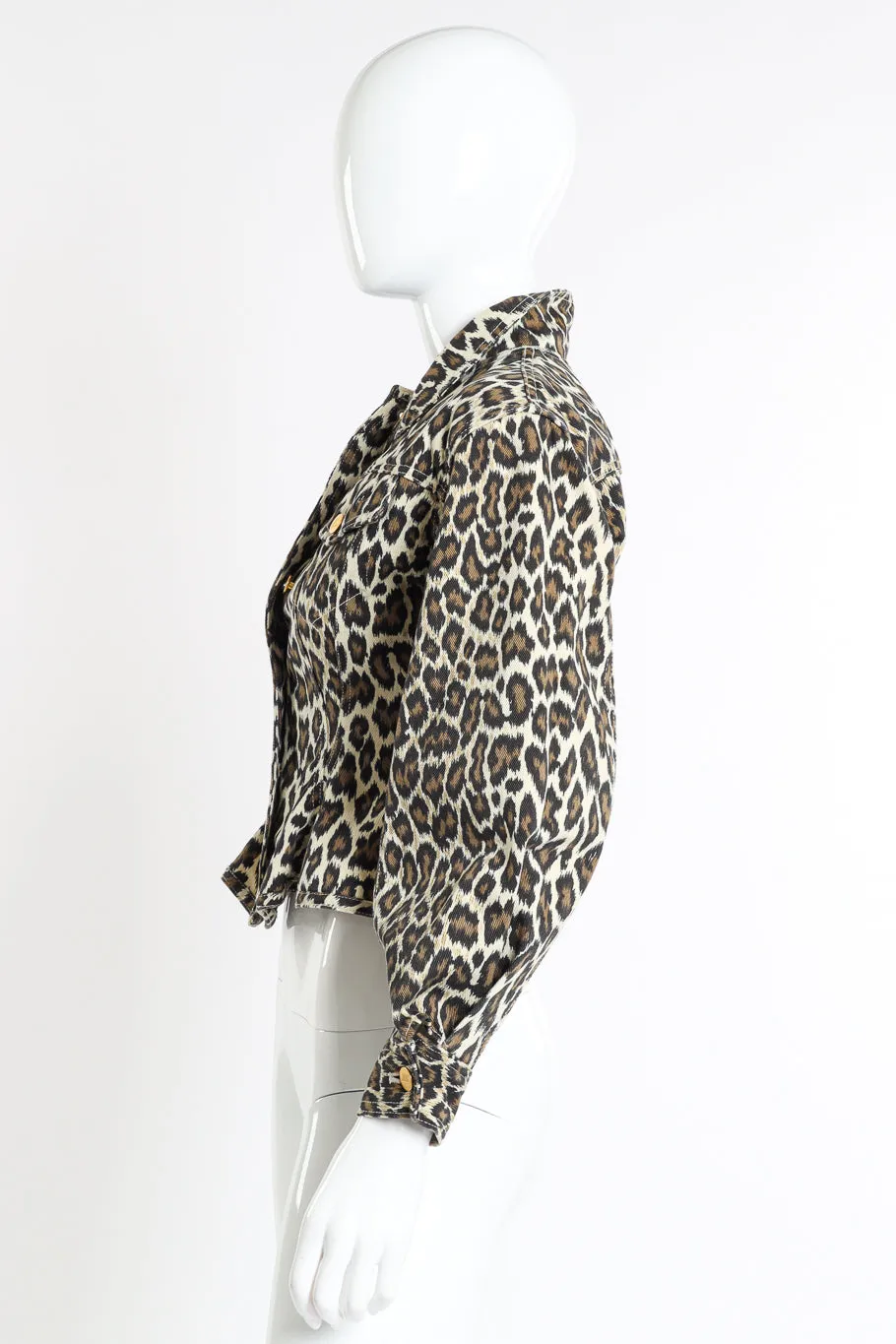 Leopard Denim Peplum Jacket