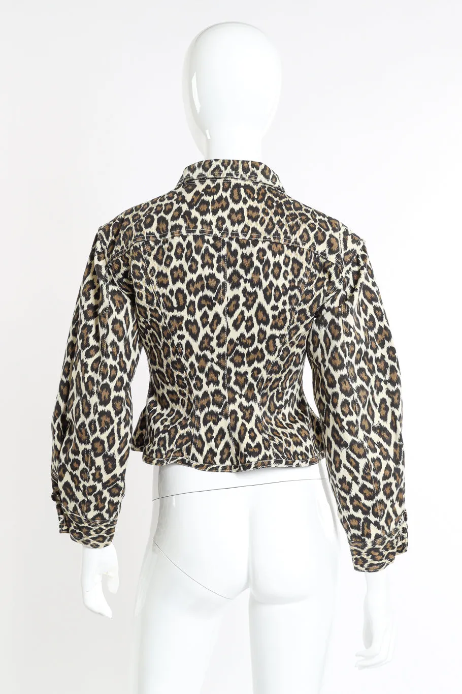 Leopard Denim Peplum Jacket