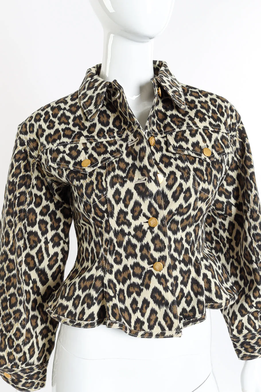 Leopard Denim Peplum Jacket