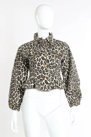 Leopard Denim Peplum Jacket