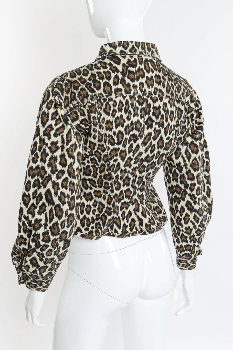Leopard Denim Peplum Jacket