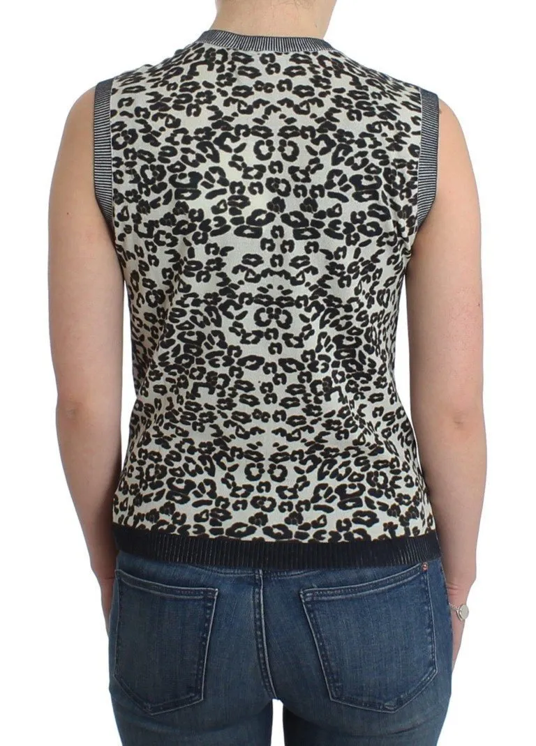 Leopard printed knit top