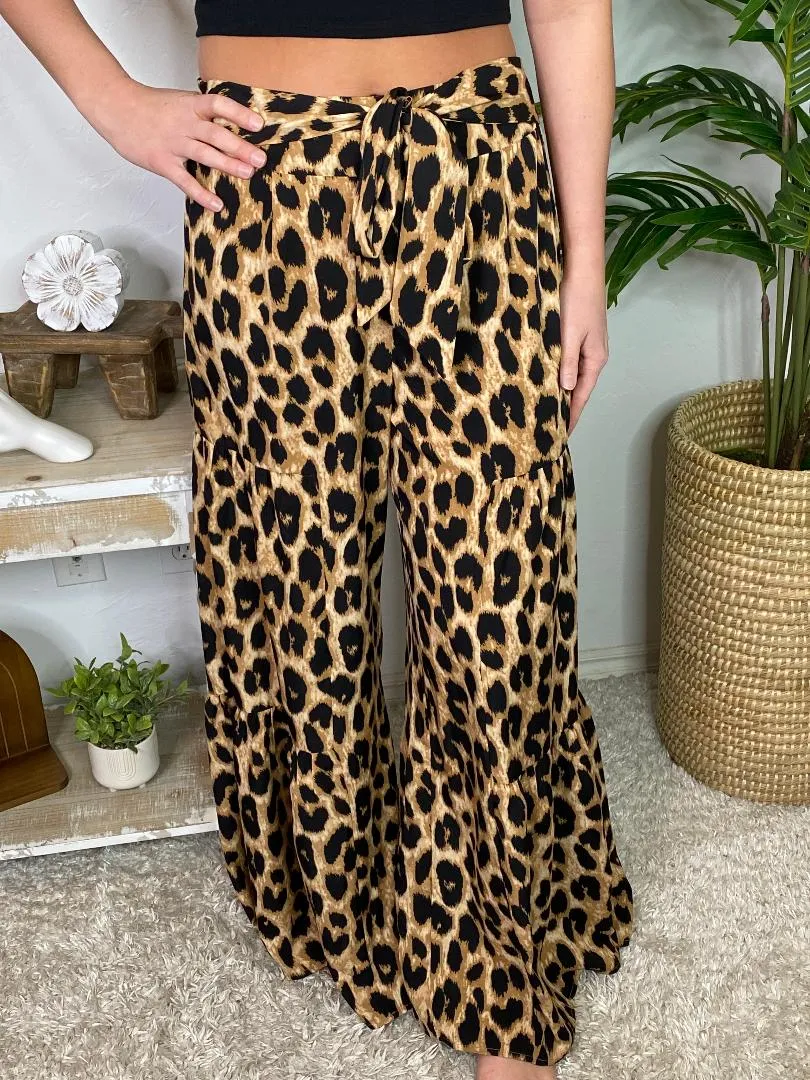 Leopard Tiered Wide Leg Pants