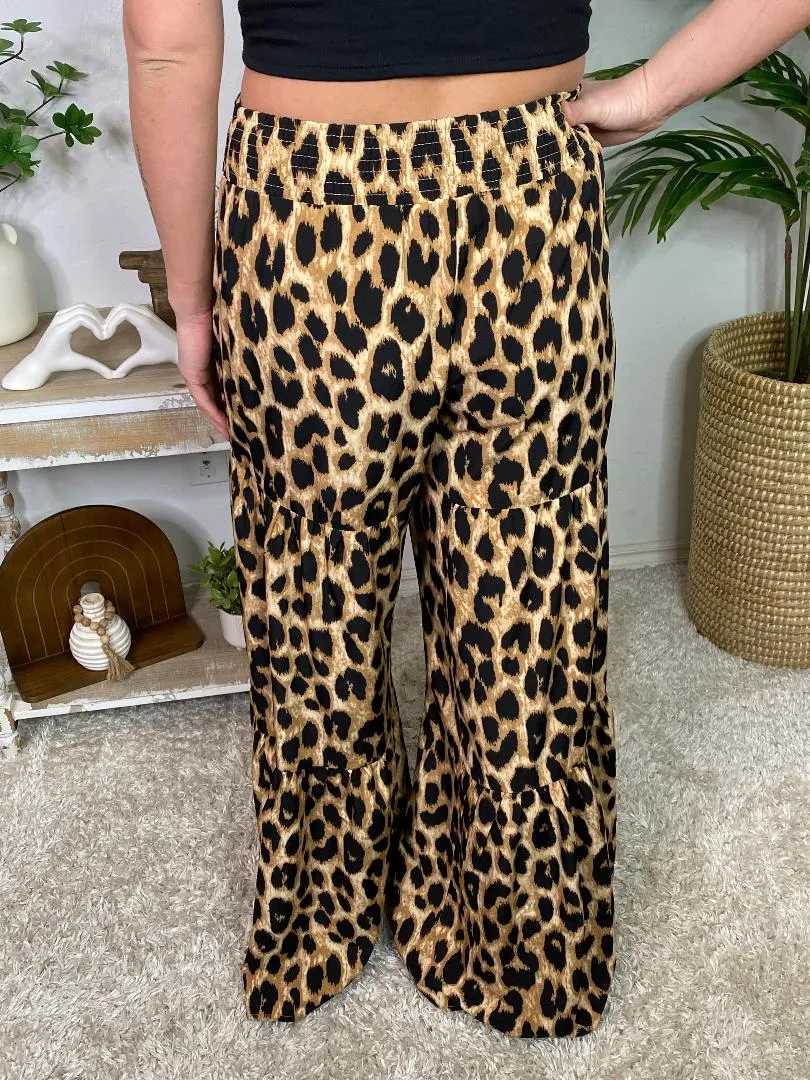 Leopard Tiered Wide Leg Pants