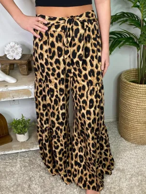 Leopard Tiered Wide Leg Pants