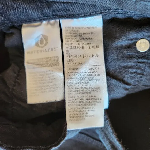 Levi's Premium Big E Ribcage Straight Ankle Jeans Button-Fly Black Stretch