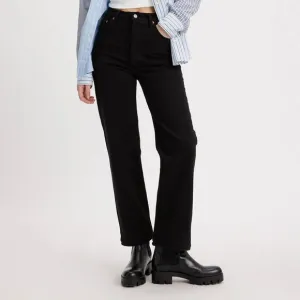 Levi's Premium Big E Ribcage Straight Ankle Jeans Button-Fly Black Stretch