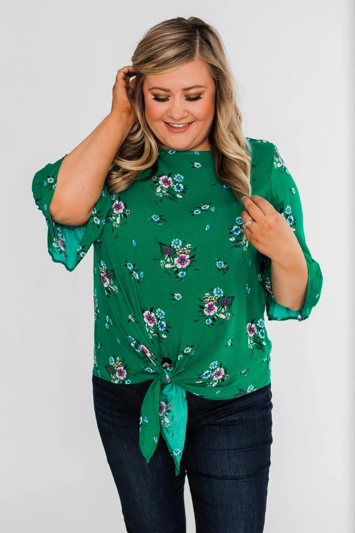 Life In A Fairytale Floral Top- Enchanted Green