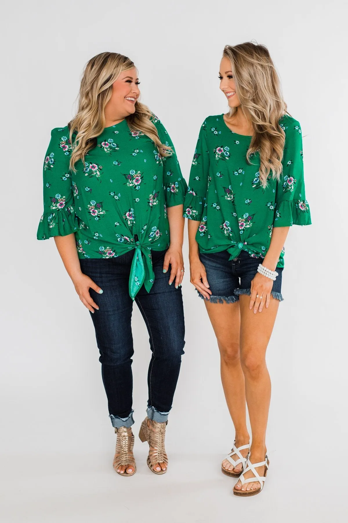 Life In A Fairytale Floral Top- Enchanted Green