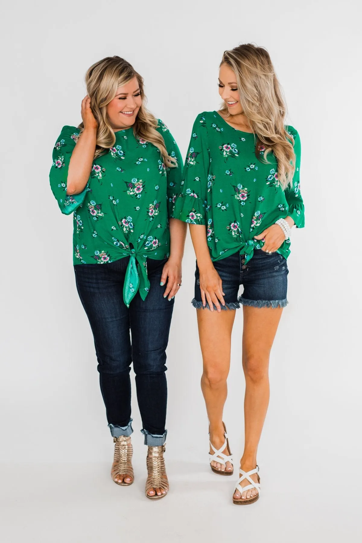 Life In A Fairytale Floral Top- Enchanted Green