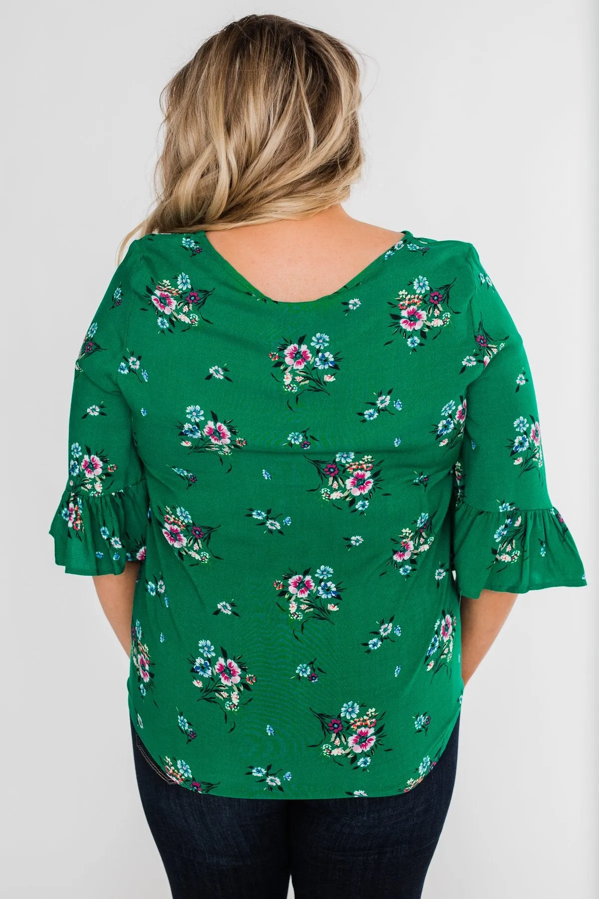 Life In A Fairytale Floral Top- Enchanted Green