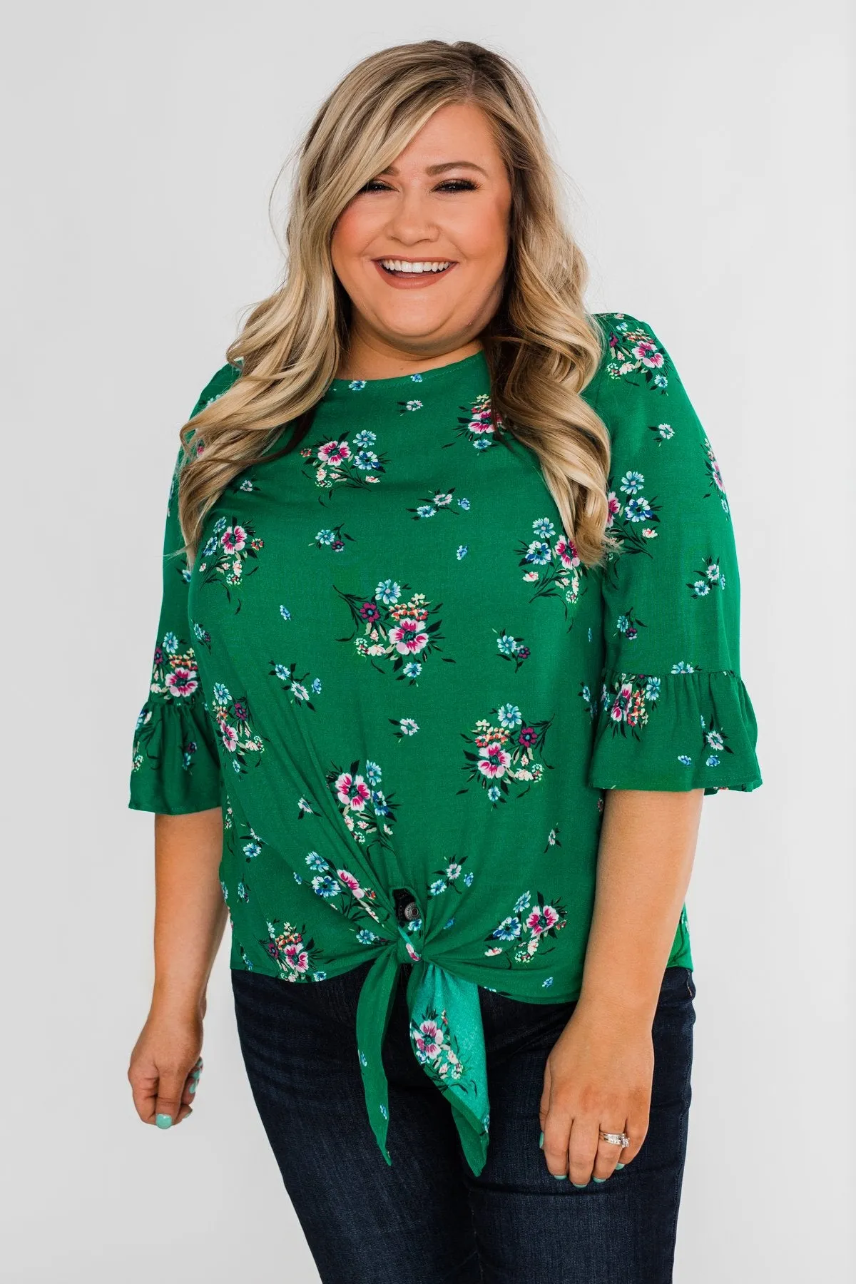 Life In A Fairytale Floral Top- Enchanted Green